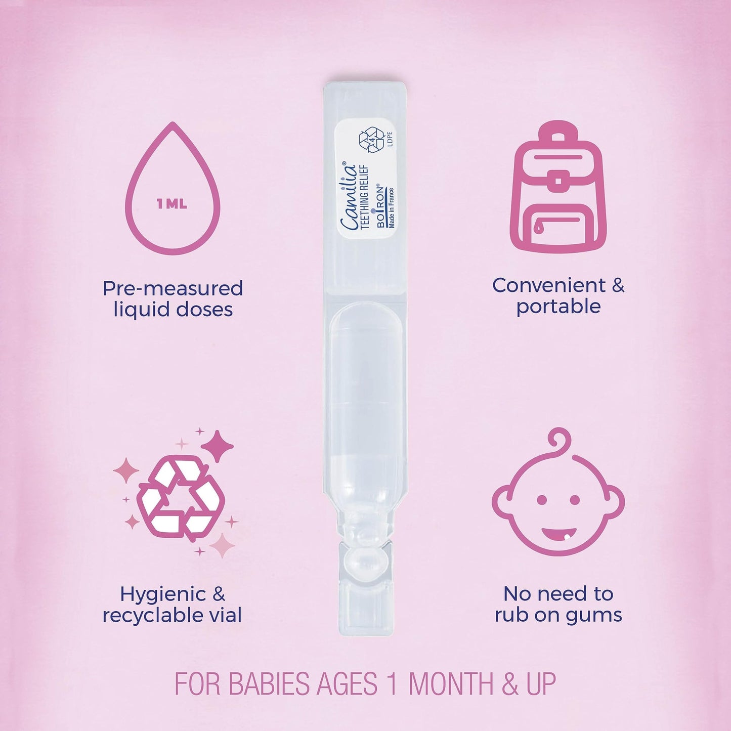 Boiron Camilia Teething Drops for Daytime and Nighttime Relief of Painful or Swollen Gums and Irritability in Babies - 30 Count - dailyvitalstore