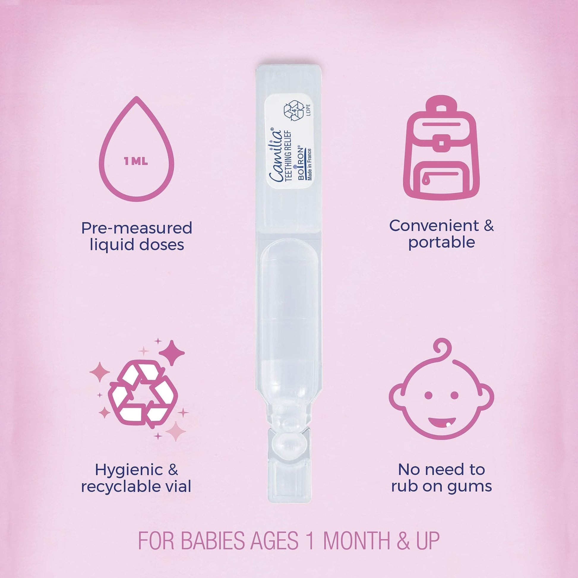 Boiron Camilia Teething Drops for Daytime and Nighttime Relief of Painful or Swollen Gums and Irritability in Babies - 30 Count - dailyvitalstore
