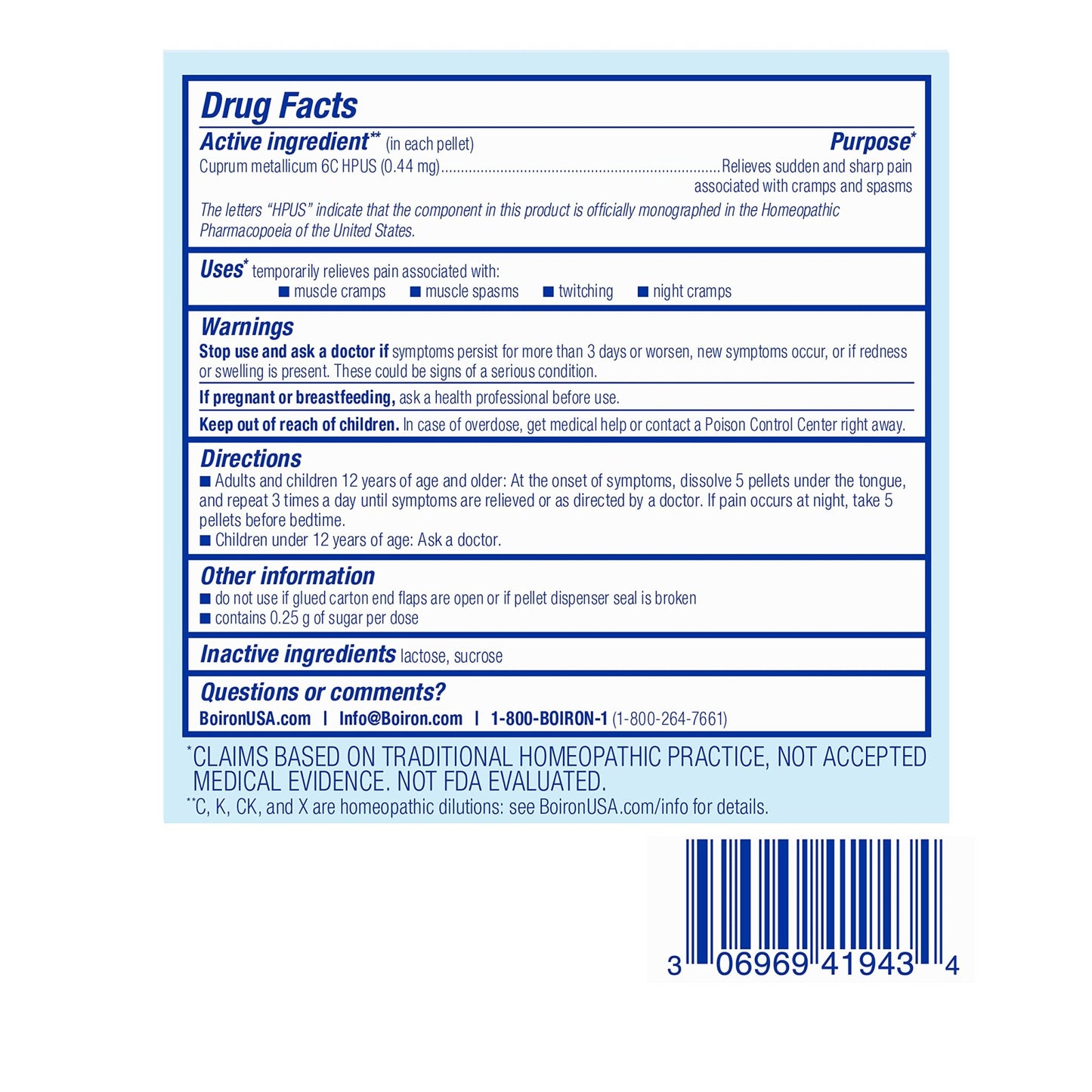 Boiron Cuprum Metallicum 6C Homeopathic Medicine for Nighttime Leg Cramp Relief, Muscle Cramps, and Spasms - 3 Count (240 Pellets) - dailyvitalstore