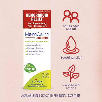 Boiron HemCalm Ointment for Hemorrhoid Relief of Pain, Itching, Swelling or Discomfort - 1 oz - dailyvitalstore