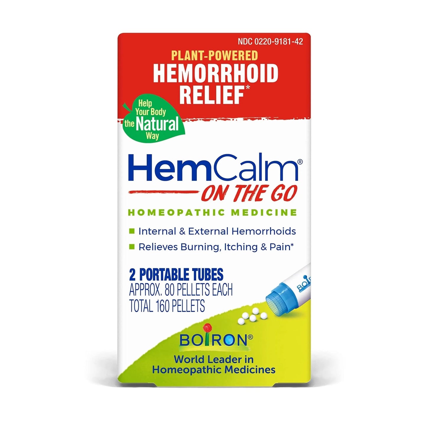 Boiron HemCalm On The Go Travel Essential for Hemorrhoid Relief of Pain, Itching, Swelling or Discomfort - 2 Count (160 Pellets) - dailyvitalstore