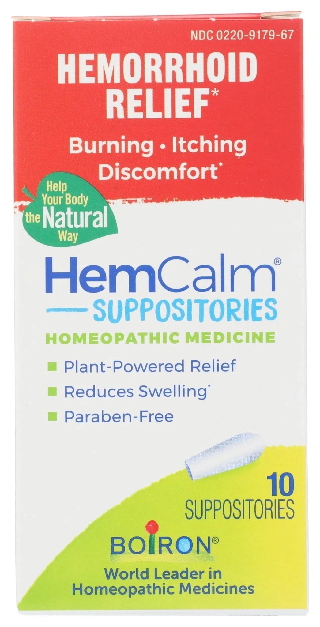 Boiron HemCalm Suppositories for Hemorrhoid Relief of Pain, Itching, Swelling or Discomfort - 10 Count - dailyvitalstore