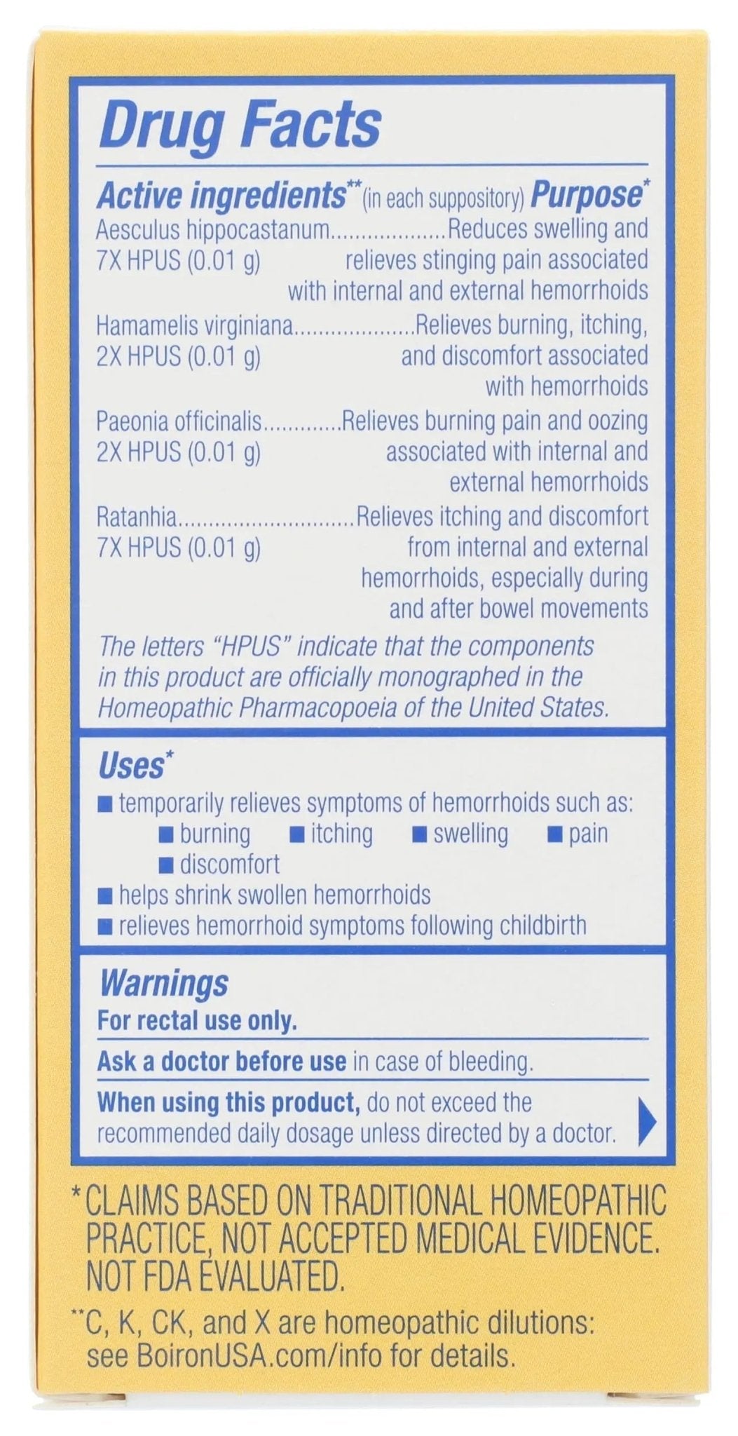 Boiron HemCalm Suppositories for Hemorrhoid Relief of Pain, Itching, Swelling or Discomfort - 10 Count - dailyvitalstore