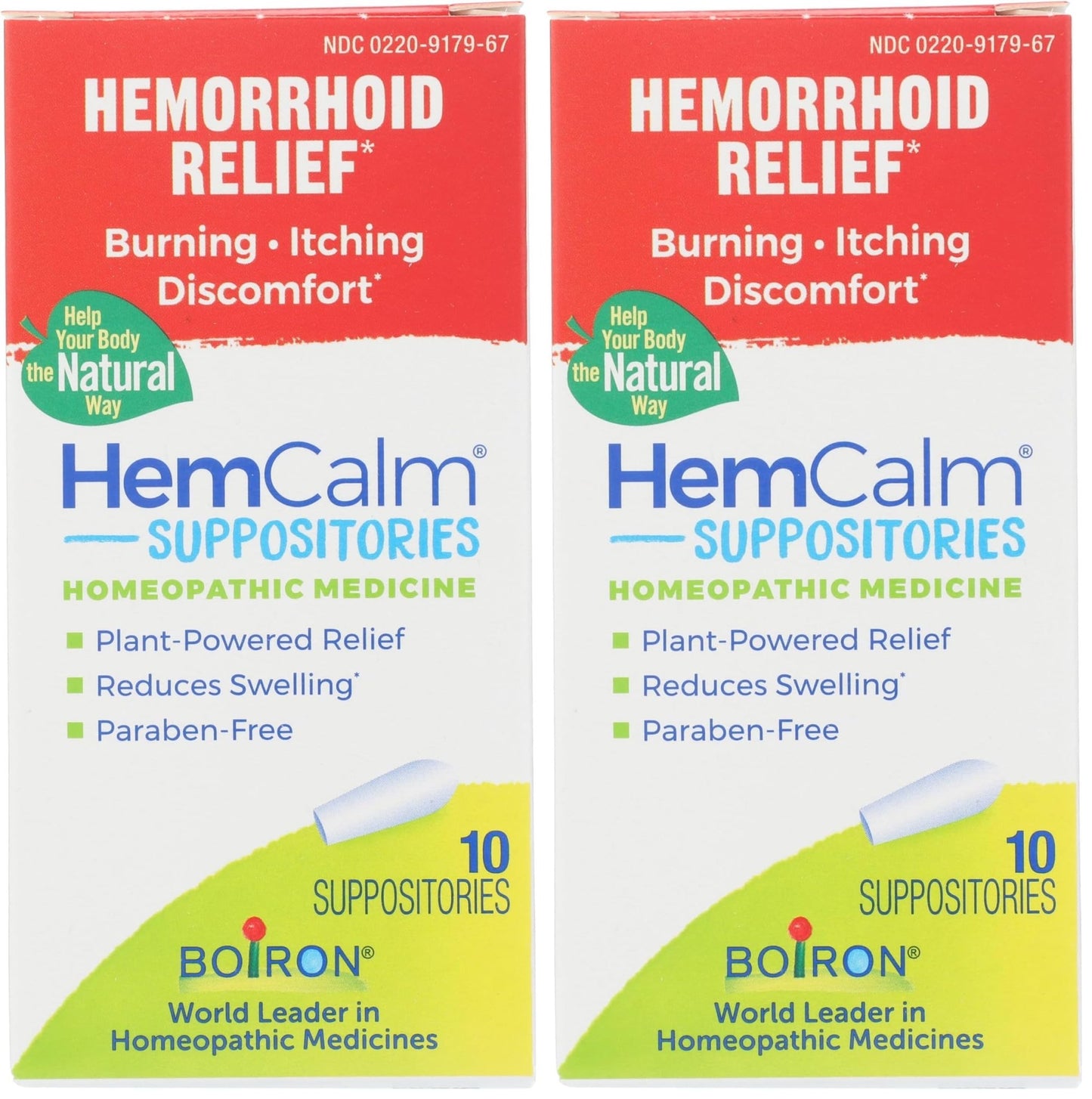 Boiron HemCalm Suppositories for Hemorrhoid Relief of Pain, Itching, Swelling or Discomfort - 10 Count (Pack of 2) - dailyvitalstore