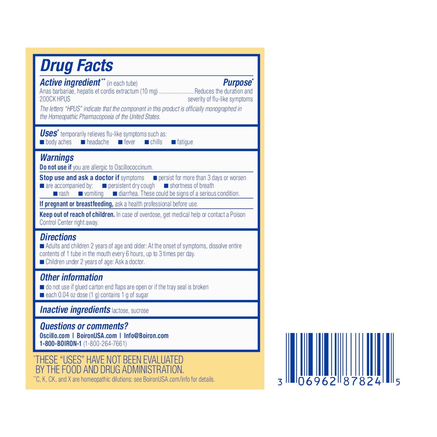Boiron Oscillococcinum for Relief from Flu-Like Symptoms of Body Aches, Headache, Fever, Chills, and Fatigue - 30 Doses - dailyvitalstore