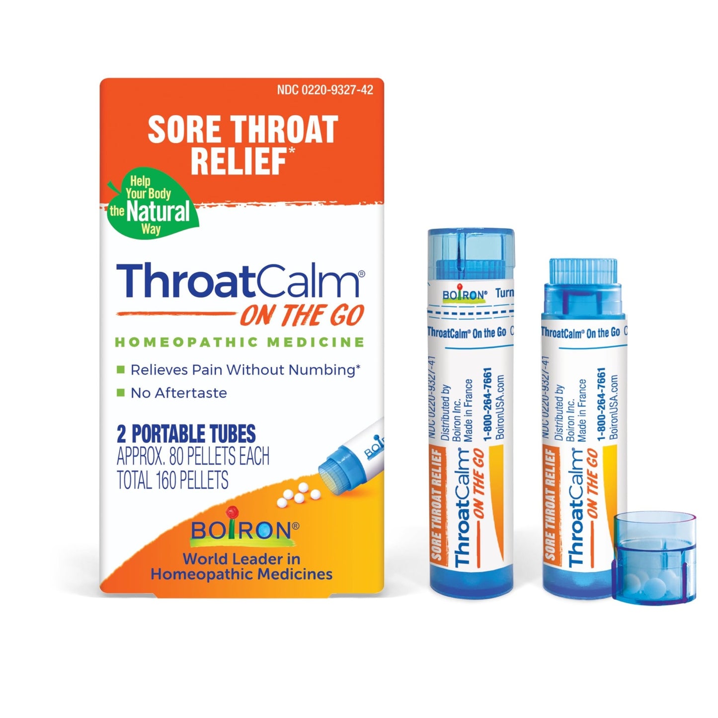 Boiron ThroatCalm On The Go Travel Essential for Relief of Sore Throat, or Scratchy, Red or Dry Throat, and Hoarseness - 2 Count (160 Pellets) - dailyvitalstore