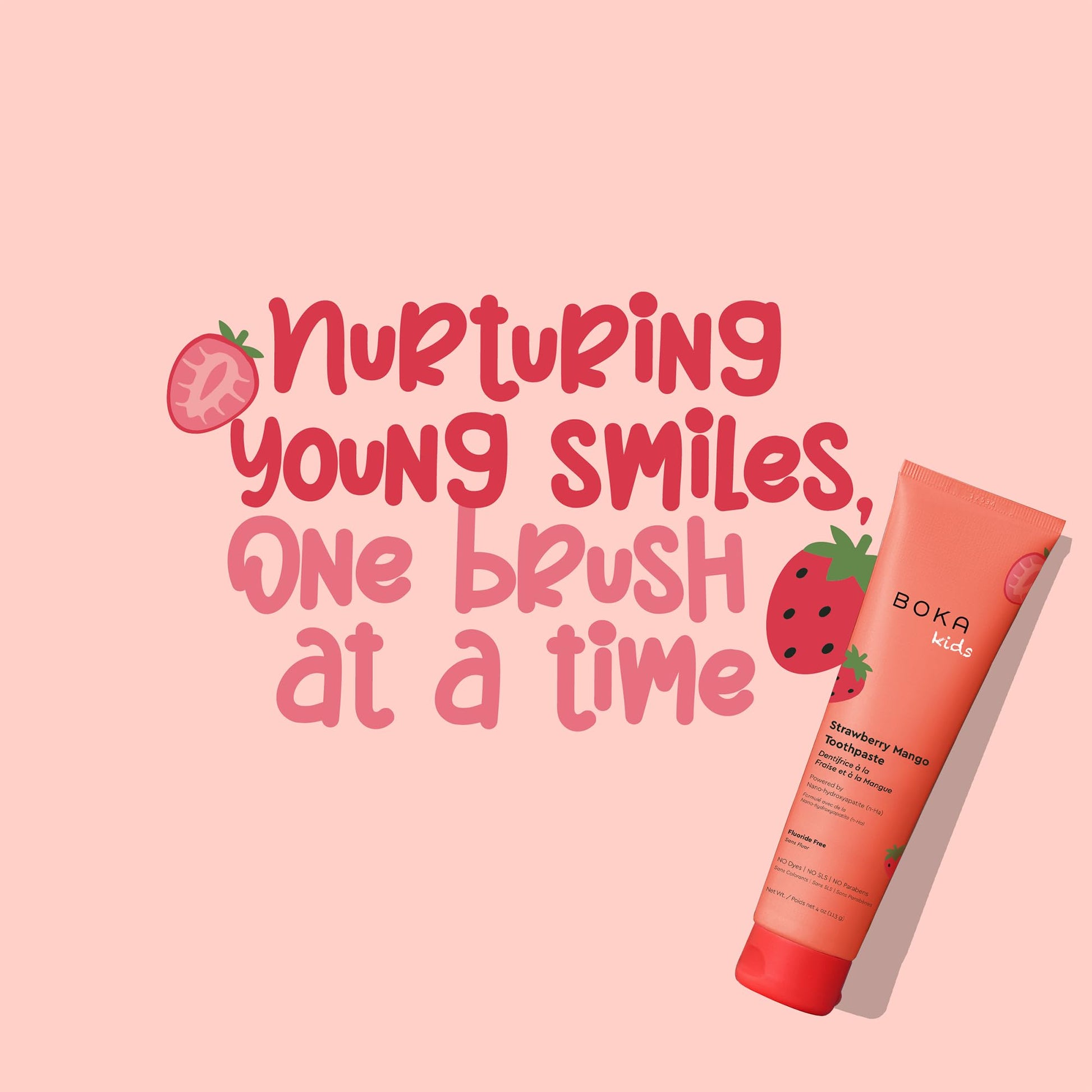 Boka Fluoride Free Toothpaste Nano Hydroxyapatite Toothpaste - Strawberry Mango Flavor, 4 oz 1Pk - dailyvitalstore