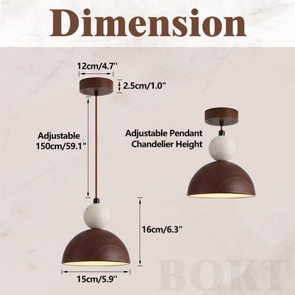 BOKT Wabi Sabi Pendant Light Nordic LED Ceiling Hanging Light Modern Natural Stone Pendant Light Adjustable Dimmable Walnut Mini Chandelier for Dining Room Living Room - dailyvitalstore