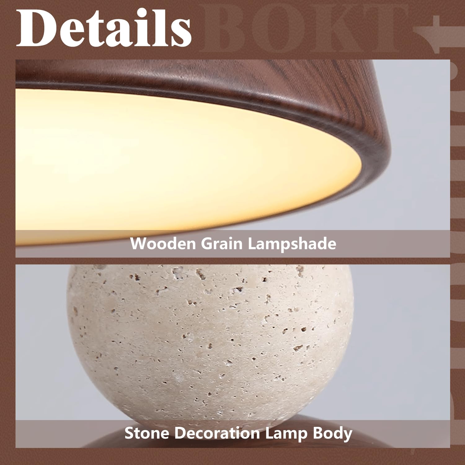 BOKT Wabi Sabi Pendant Light Nordic LED Ceiling Hanging Light Modern Natural Stone Pendant Light Adjustable Dimmable Walnut Mini Chandelier for Dining Room Living Room - dailyvitalstore