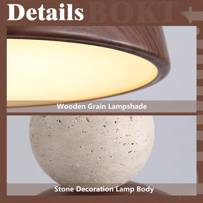 BOKT Wabi Sabi Pendant Light Nordic LED Ceiling Hanging Light Modern Natural Stone Pendant Light Adjustable Dimmable Walnut Mini Chandelier for Dining Room Living Room - dailyvitalstore