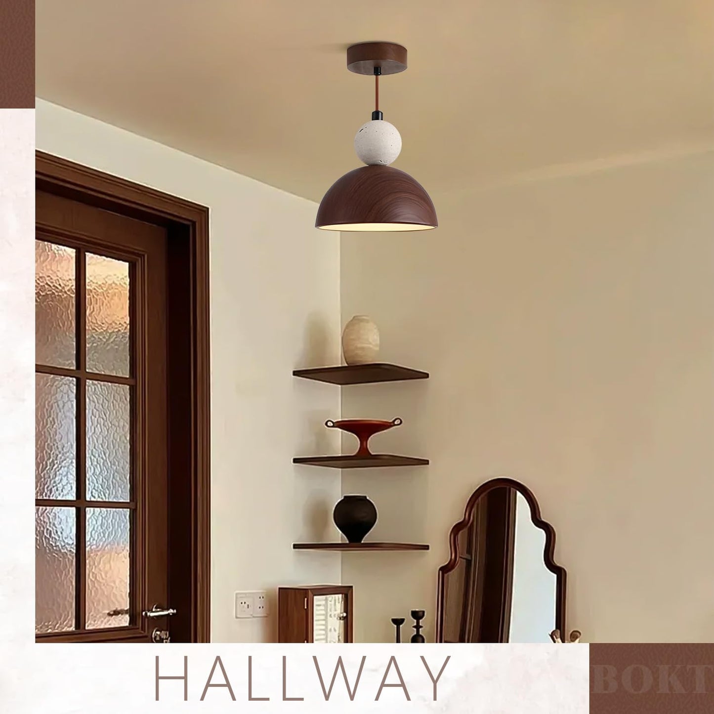 BOKT Wabi Sabi Pendant Light Nordic LED Ceiling Hanging Light Modern Natural Stone Pendant Light Adjustable Dimmable Walnut Mini Chandelier for Dining Room Living Room - dailyvitalstore