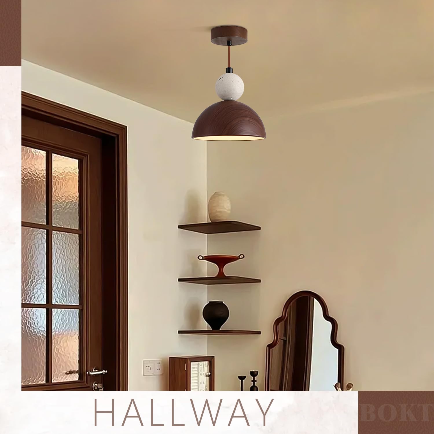 BOKT Wabi Sabi Pendant Light Nordic LED Ceiling Hanging Light Modern Natural Stone Pendant Light Adjustable Dimmable Walnut Mini Chandelier for Dining Room Living Room - dailyvitalstore