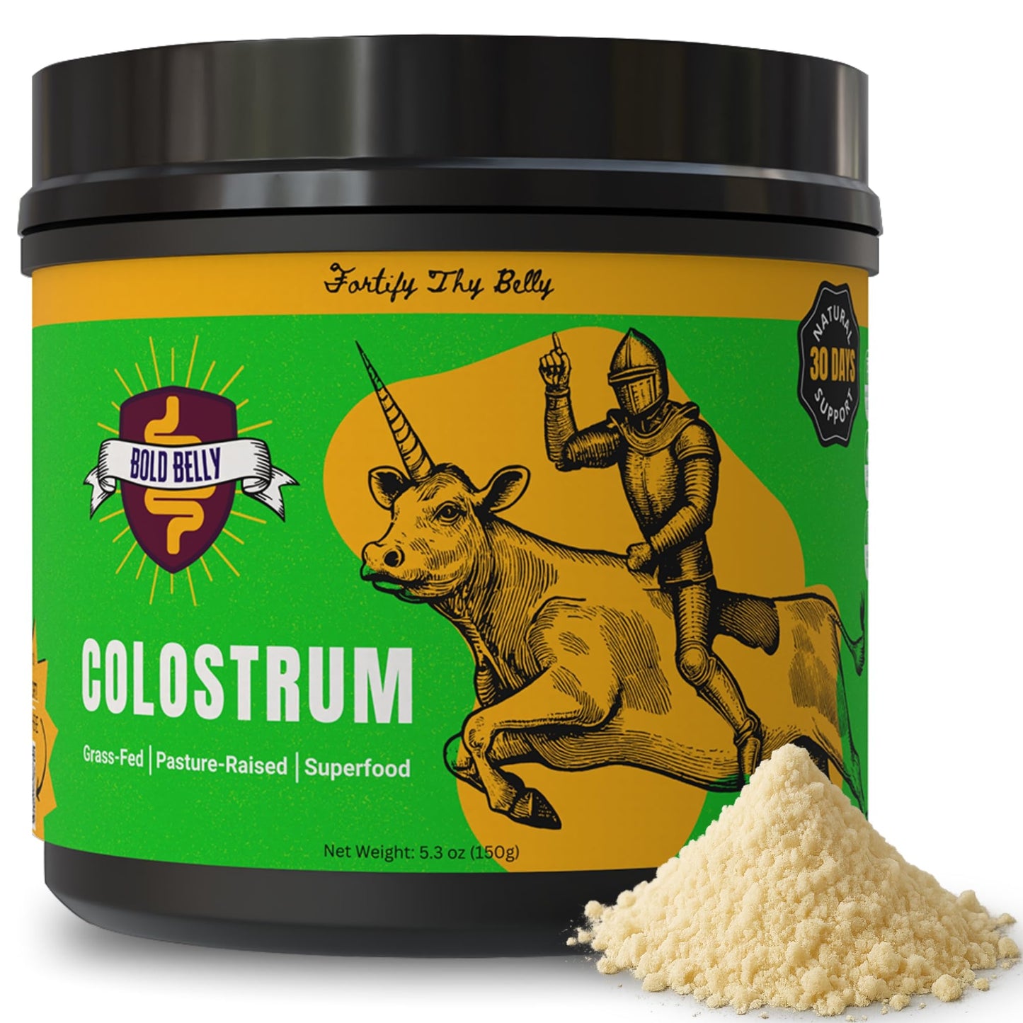 Bold Belly Colostrum Powder Supplement - Whole Cream Bovine Colostrum for Gut & Immune Support, Grass-Fed USA Cows, Cold-Processed - dailyvitalstore