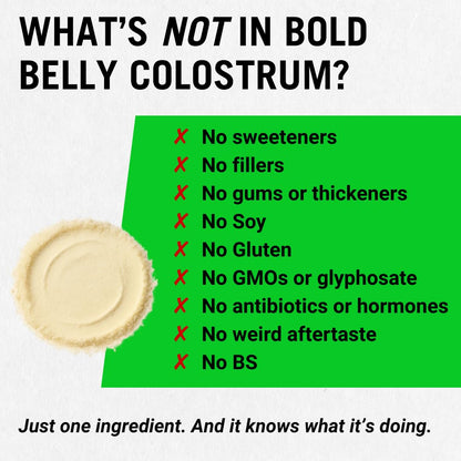 Bold Belly Colostrum Powder Supplement - Whole Cream Bovine Colostrum for Gut & Immune Support, Grass-Fed USA Cows, Cold-Processed - dailyvitalstore