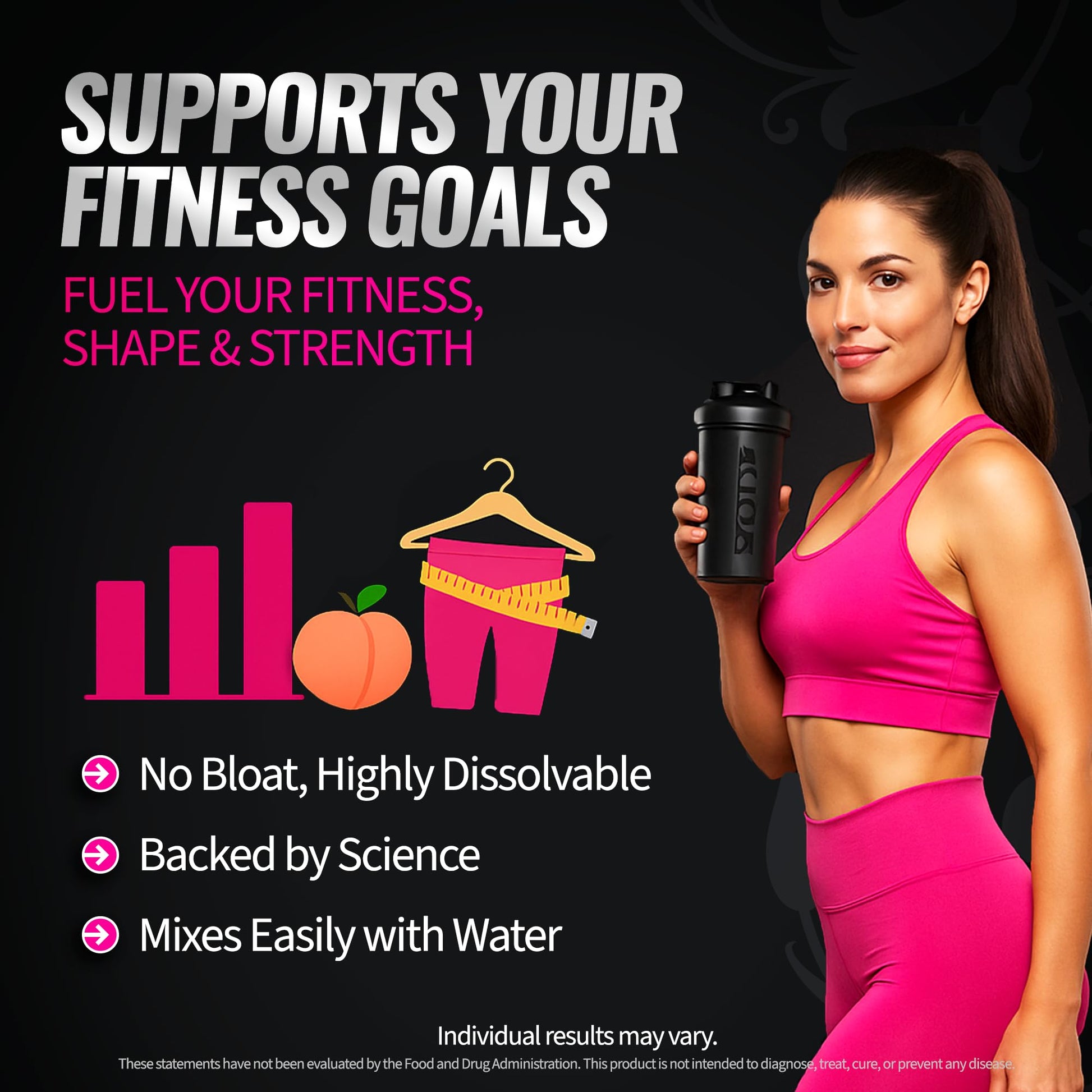 Bold Buns Creatine for Women – Supplement with Collagen & BCAA – Supports Muscle Development, Post-Workout Recovery, Skin Elasticity, - dailyvitalstore