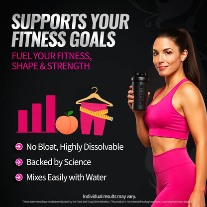 Bold Buns Creatine for Women – Supplement with Collagen & BCAA – Supports Muscle Development, Post-Workout Recovery, Skin Elasticity, - dailyvitalstore
