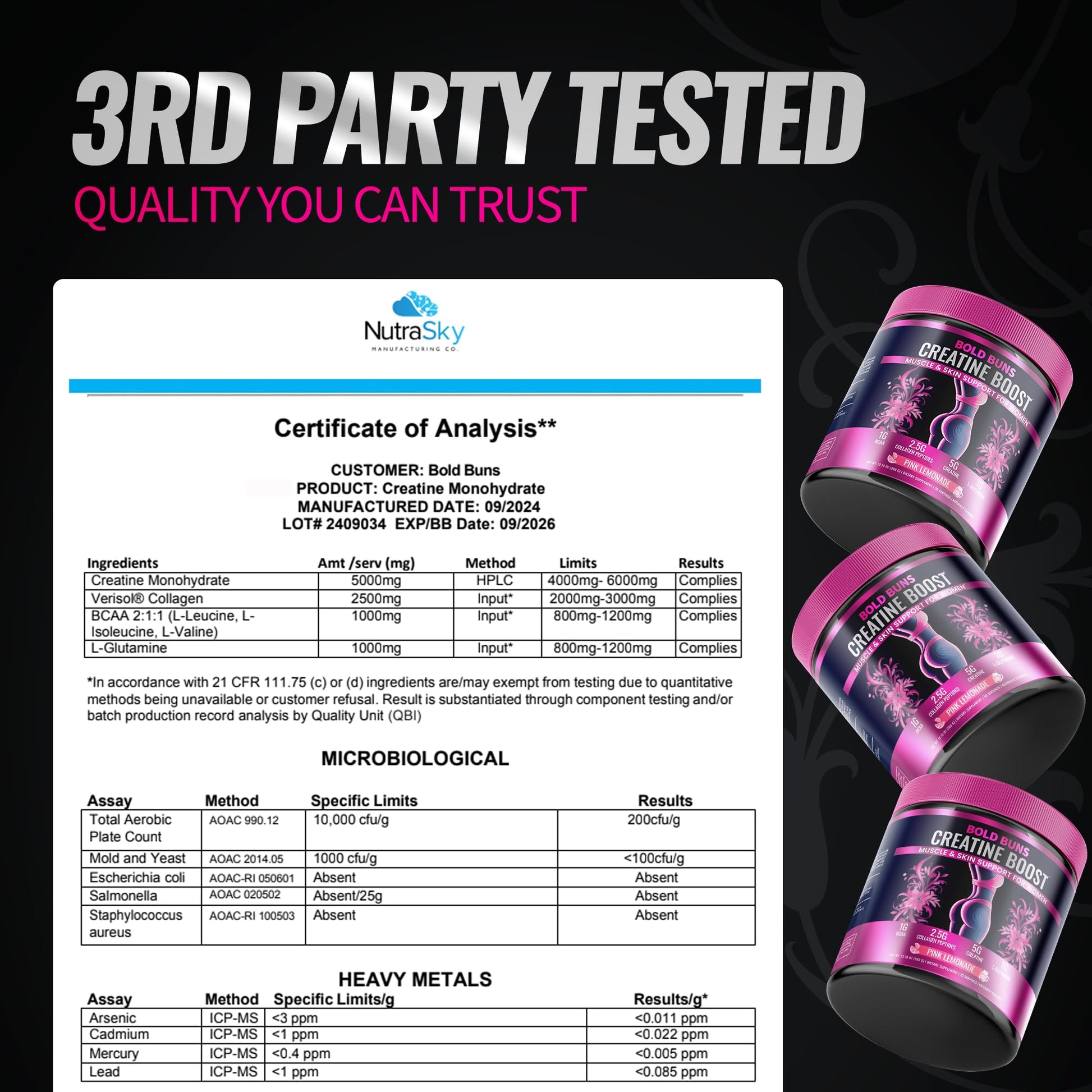 Bold Buns Creatine for Women – Supplement with Collagen & BCAA – Supports Muscle Development, Post-Workout Recovery, Skin Elasticity, - dailyvitalstore