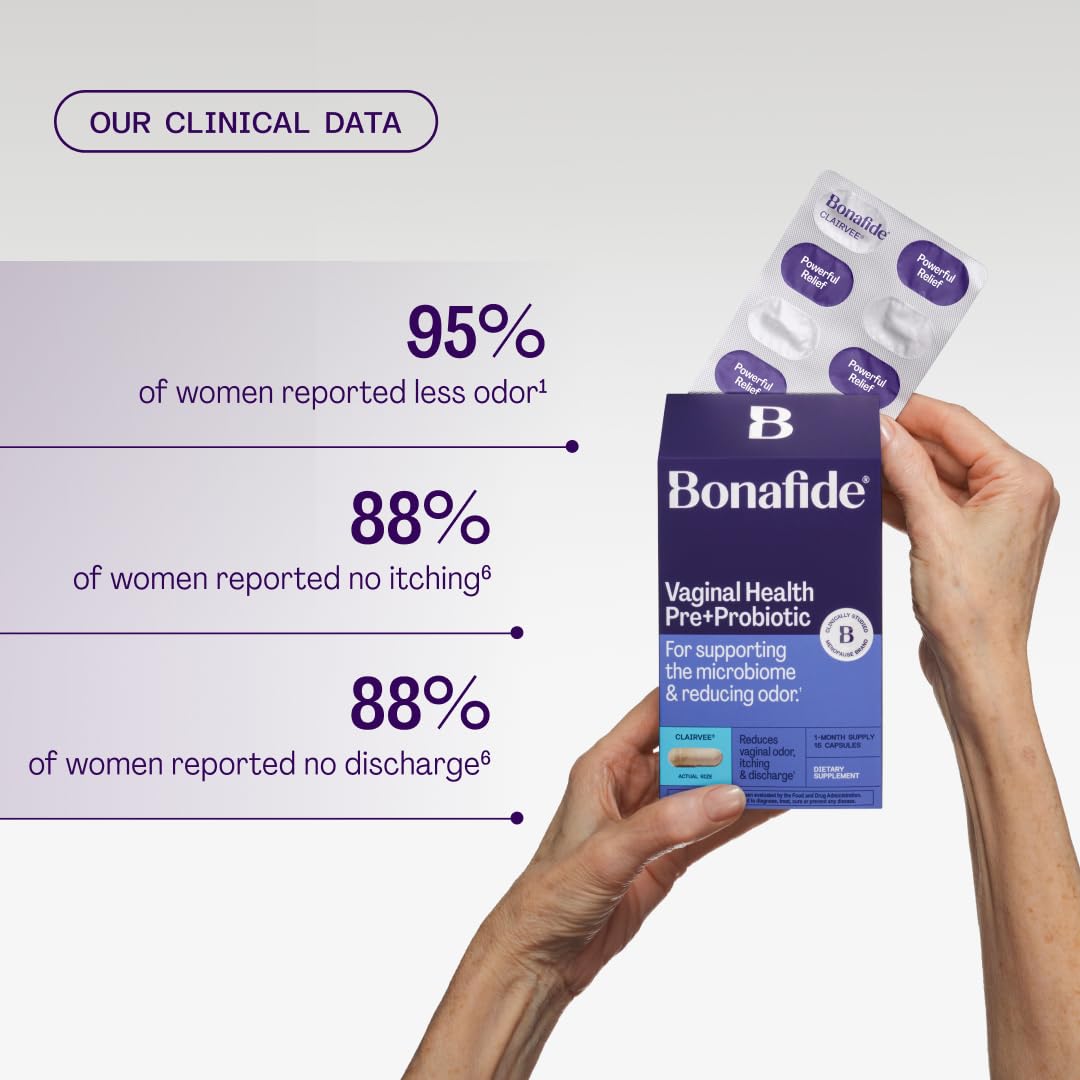 Bonafide Clairvee Vaginal Probiotic for Relief from Odor, Itching, & Discharge. — 1-Month Supply (15 Capsules) - dailyvitalstore