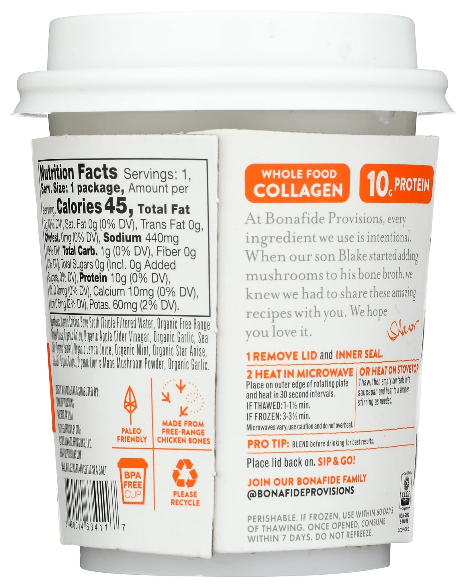 Bonafide Provisions Fresh Organic Be Well Broth with Lemon, Mint & Ginger Organic Chicken Bone Broth, Frozen 8 fl oz - Gluten-Free, Grain-Free, Paleo and Keto Friendly - dailyvitalstore