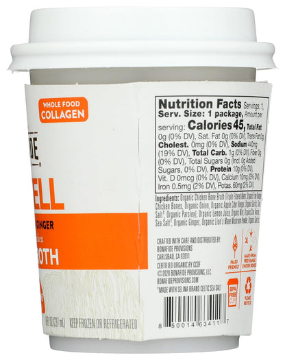 Bonafide Provisions Fresh Organic Be Well Broth with Lemon, Mint & Ginger Organic Chicken Bone Broth, Frozen 8 fl oz - Gluten-Free, Grain-Free, Paleo and Keto Friendly - dailyvitalstore