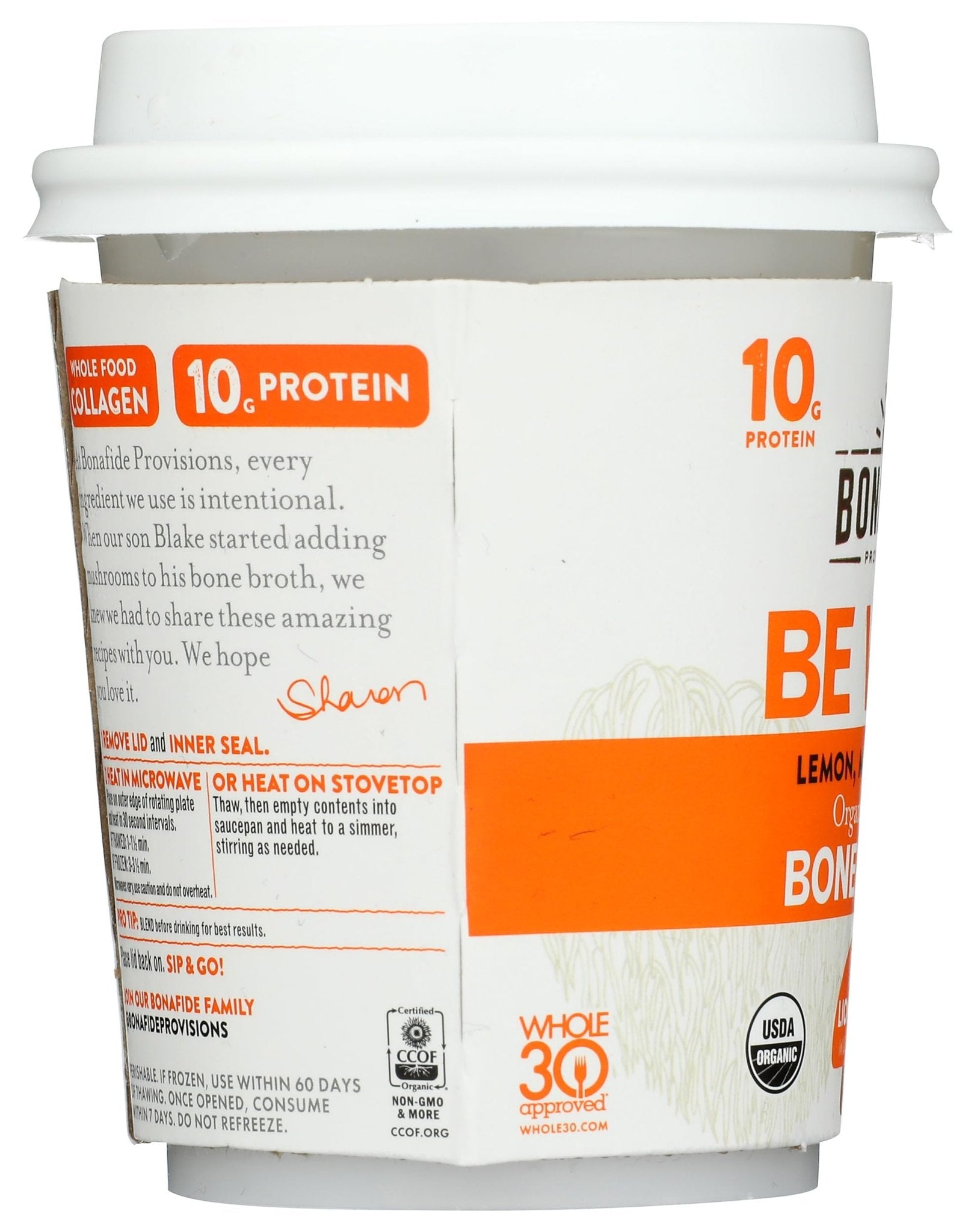 Bonafide Provisions Fresh Organic Be Well Broth with Lemon, Mint & Ginger Organic Chicken Bone Broth, Frozen 8 fl oz - Gluten-Free, Grain-Free, Paleo and Keto Friendly - dailyvitalstore