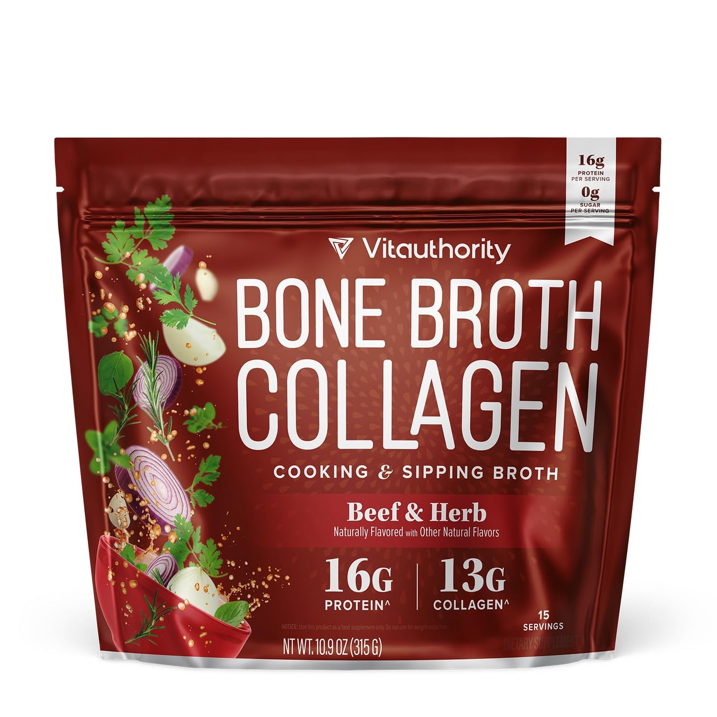 Bone Broth Collagen Powder 16g Collagen Protein per Serving Supports Joints Skin Nails & Gut Health Made from Real Beef Bone Broth Savory Collagen - dailyvitalstore