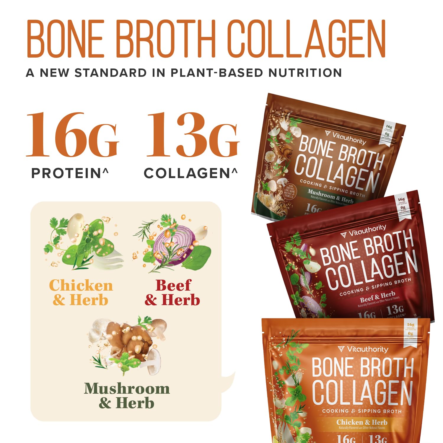 Bone Broth Collagen Powder 16g Collagen Protein per Serving Supports Joints Skin Nails & Gut Health Made from Real Beef Bone Broth Savory Collagen - dailyvitalstore