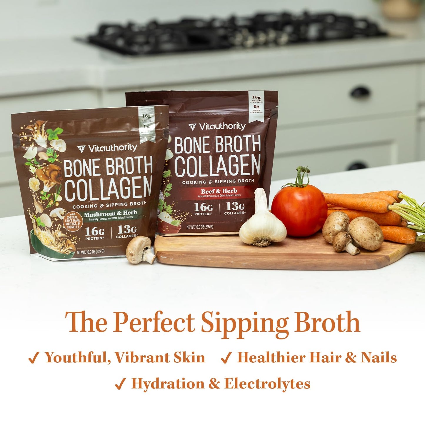Bone Broth Collagen Powder 16g Collagen Protein per Serving Supports Joints Skin Nails & Gut Health Made from Real Beef Bone Broth Savory Collagen - dailyvitalstore