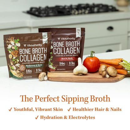 Bone Broth Collagen Powder 16g Collagen Protein per Serving Supports Joints Skin Nails & Gut Health Made from Real Beef Bone Broth Savory Collagen - dailyvitalstore