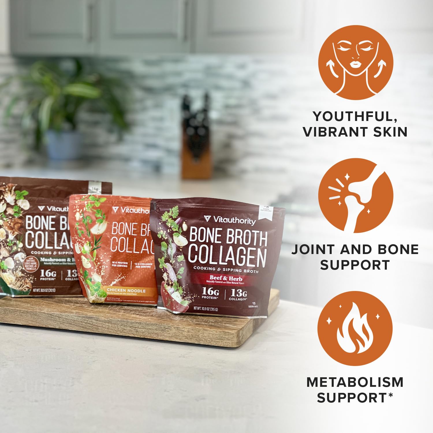 Bone Broth Collagen Powder 16g Collagen Protein per Serving Supports Joints Skin Nails & Gut Health Made from Real Beef Bone Broth Savory Collagen - dailyvitalstore