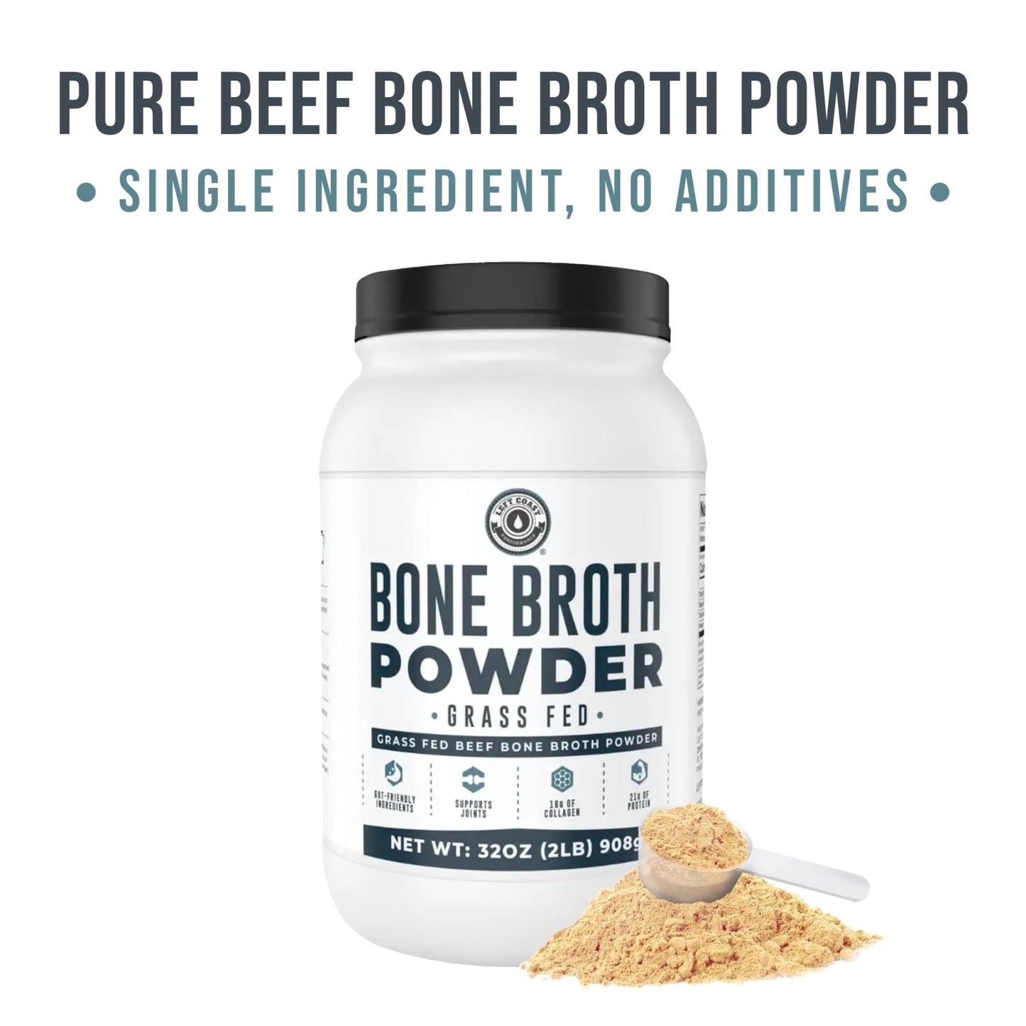 Bone Broth Protein Powder – Pure Grass-Fed Beef Bone Broth, Unflavored with Natural Collagen, Glucosamine & Gelatin – Paleo & Keto-Friendly, Non-GMO, Dairy-Free for Gut Health & Joint Support 32oz - dailyvitalstore