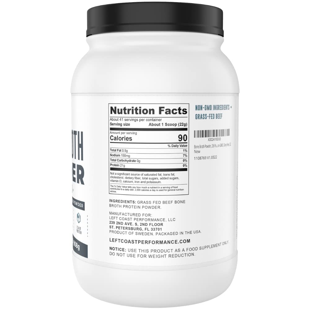 Bone Broth Protein Powder – Pure Grass-Fed Beef Bone Broth, Unflavored with Natural Collagen, Glucosamine & Gelatin – Paleo & Keto-Friendly, Non-GMO, Dairy-Free for Gut Health & Joint Support 32oz - dailyvitalstore