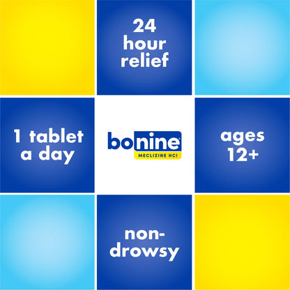 Bonine Non-Drowsy for Motion Sickness Relief, Sea Sickness, Car Sickness, Nausea, & Vomiting - Meclizine HCI 25mg, Travel-Sized - 16ct Raspberry Chewable Tablets (Packaging May Vary) - dailyvitalstore
