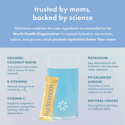 Boobie Hydromom Superfood Electrolyte Drink Mix, Blue Raspberry Lemonade | Refreshing Energy & Hydration Boost for Mamas | On-The-Go & Travel Essentials for Pregnancy, - dailyvitalstore