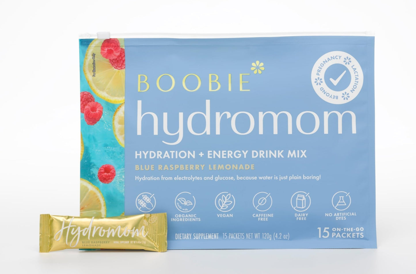 Boobie Hydromom Superfood Electrolyte Drink Mix, Blue Raspberry Lemonade | Refreshing Energy & Hydration Boost for Mamas | On-The-Go & Travel Essentials for Pregnancy, - dailyvitalstore