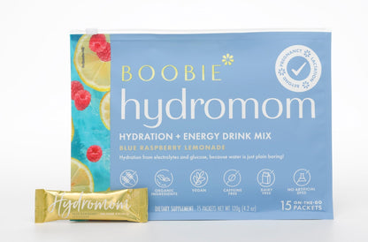 Boobie Hydromom Superfood Electrolyte Drink Mix, Blue Raspberry Lemonade | Refreshing Energy & Hydration Boost for Mamas | On-The-Go & Travel Essentials for Pregnancy, - dailyvitalstore