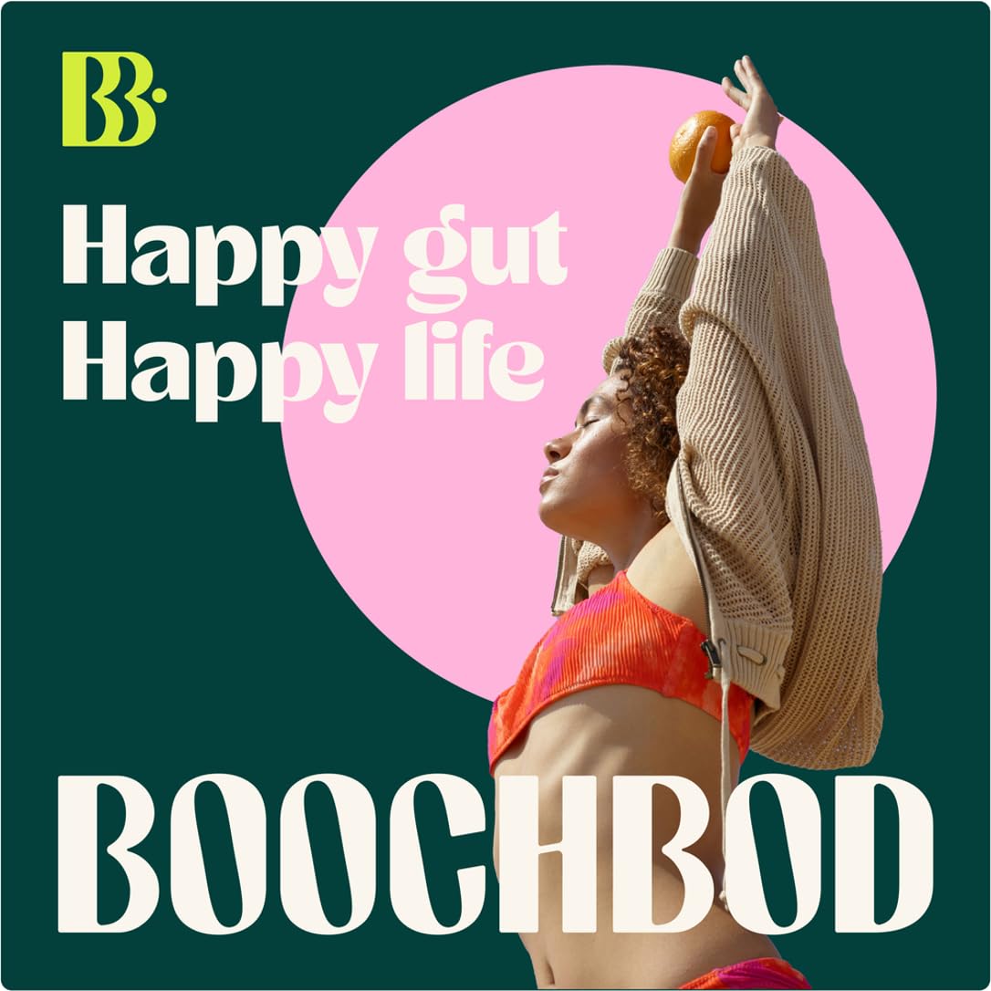 BoochBod - Probiotic Kombucha Gummy - Prebiotics, Probiotics, Postbiotics, Fiber Supplement, Slippery Elm, Dandelion Root, for Bloating, Gut Health - dailyvitalstore
