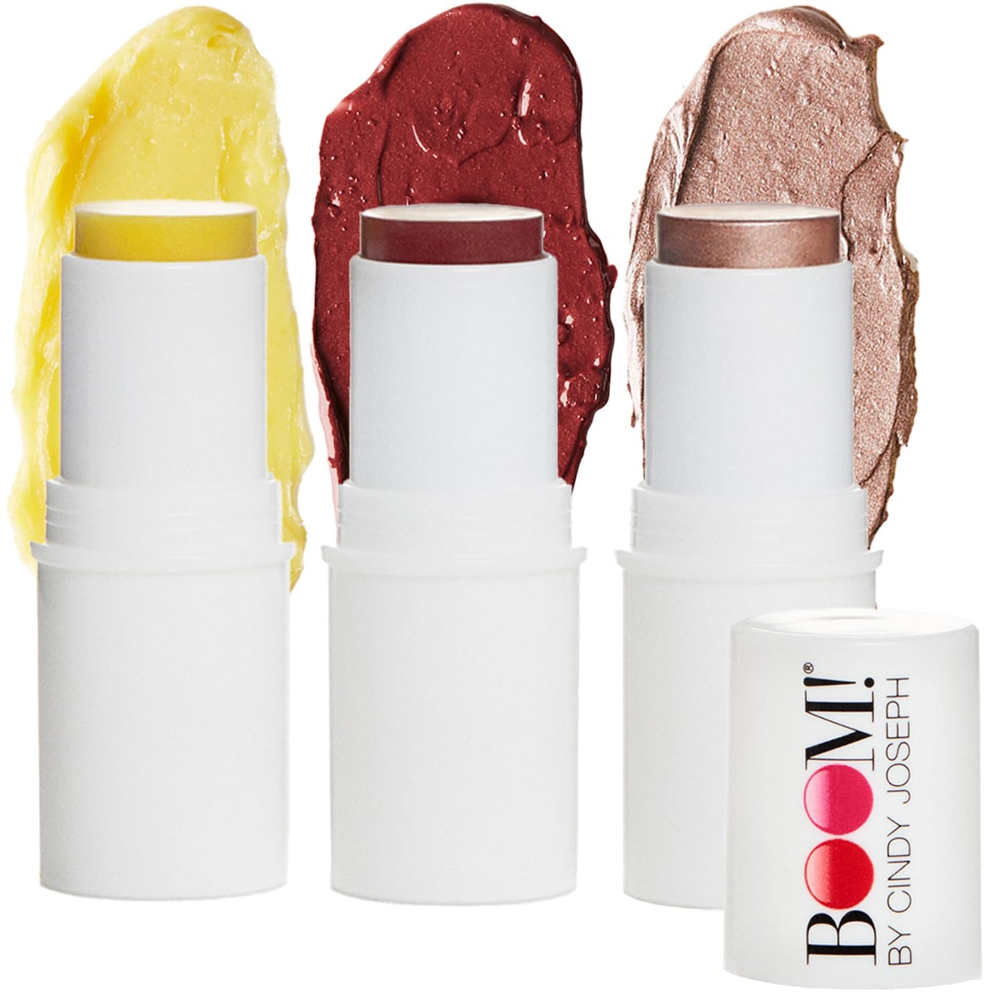 Boomstick Trio ® Color 3 Pack Cream Blush Makeup, Color Blush Stick, Highlighter Stick & Moisturizer for Cheeks, Eyes & Lips, Blendable Vegan Boom Sticks by Cindy Joseph - dailyvitalstore