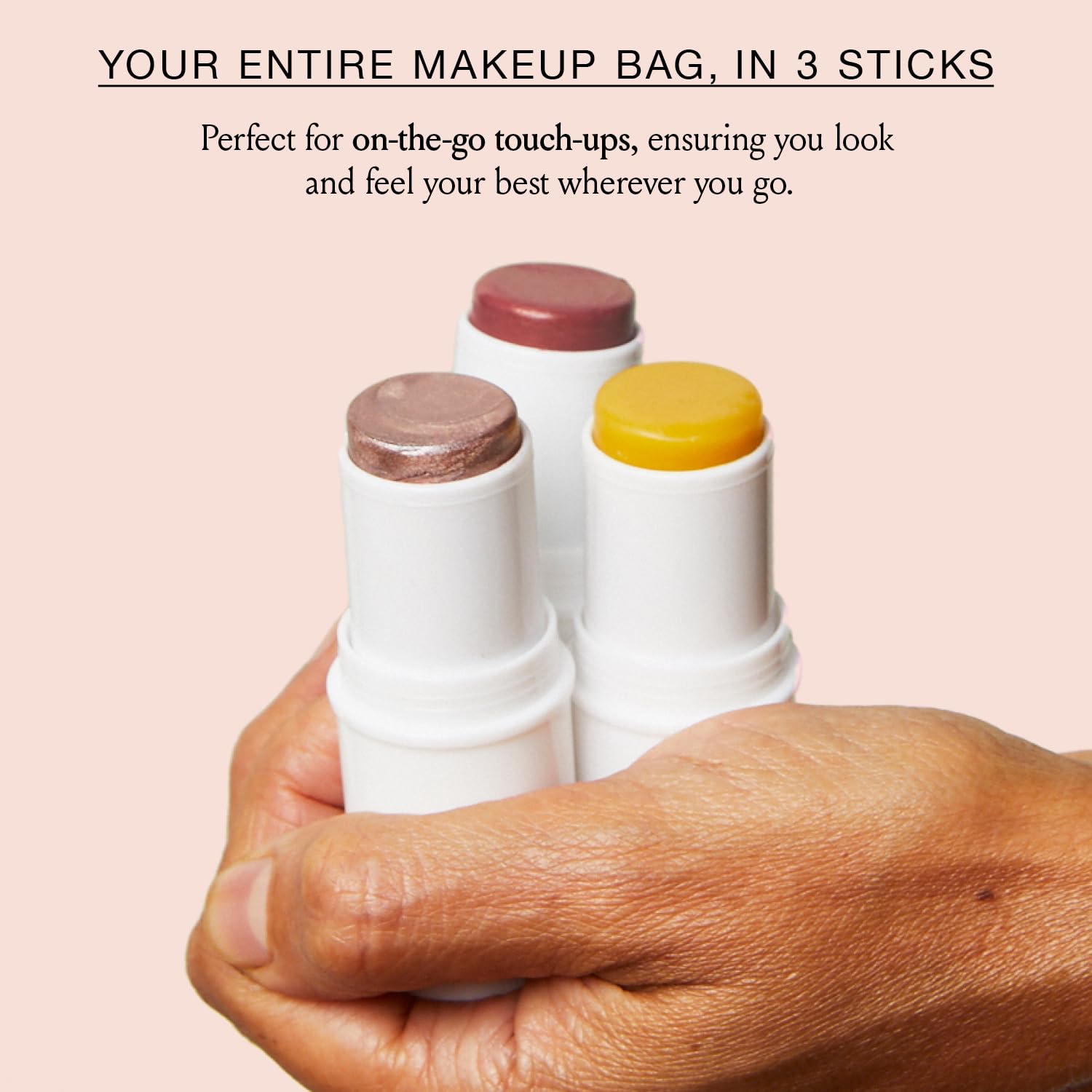 Boomstick Trio ® Rose Nude 3 Pack Cream Blush Makeup - Rose Nude Blush Stick, Highlighter Stick & Moisturizer for Cheeks, Eyes & Lips - Boom Sticks by Cindy Joseph for Older Women - dailyvitalstore