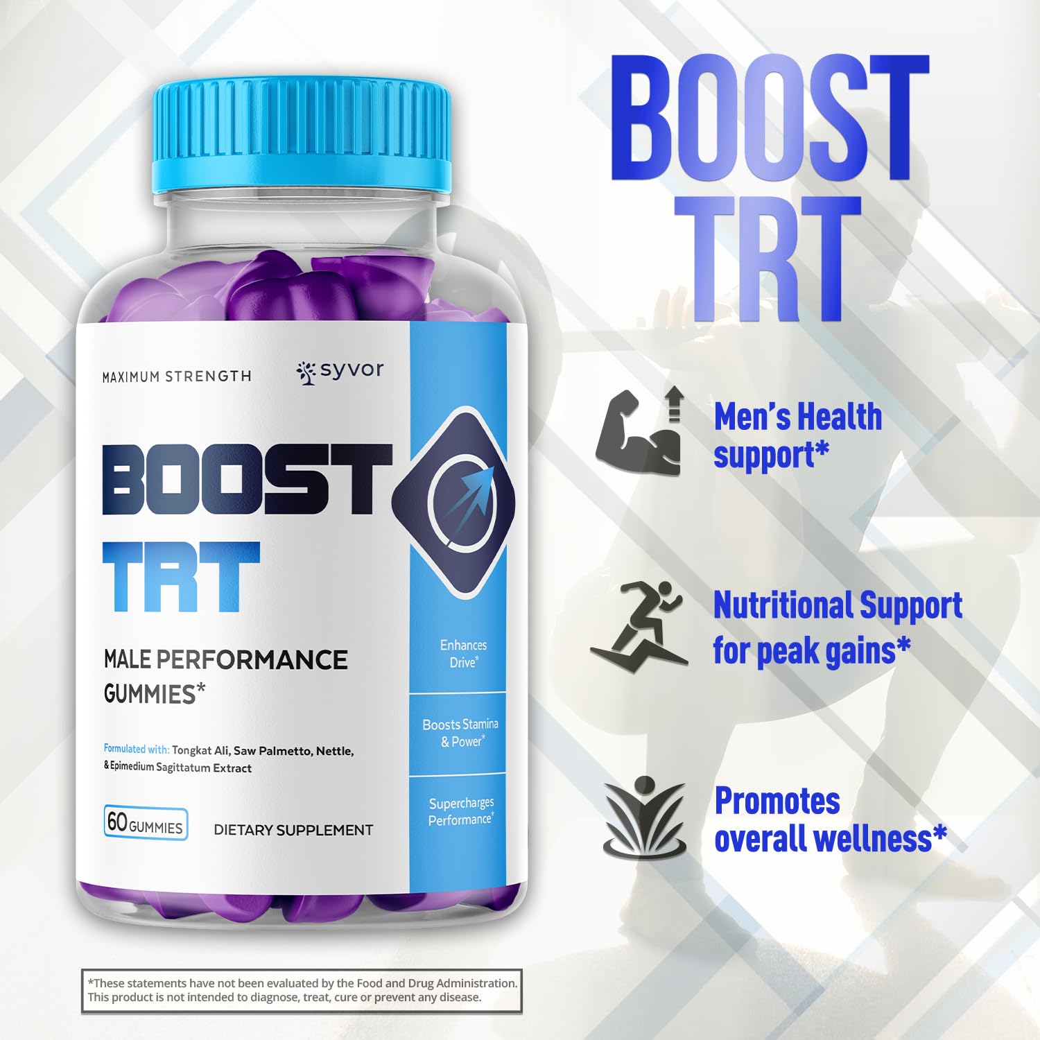 Boost TRT Gummies for Men, Official Boost TRT Male Performance Gummys with Natural Ingredients, Advanced BoostTRT Men's Gummy Supplement with Maximum Strength Premium Vitamins (60 Gummies) - dailyvitalstore