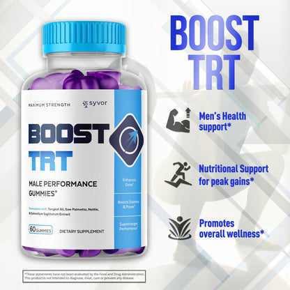Boost TRT Gummies for Men, Official Boost TRT Male Performance Gummys with Natural Ingredients, Advanced BoostTRT Men's Gummy Supplement with Maximum Strength Premium Vitamins (60 Gummies) - dailyvitalstore