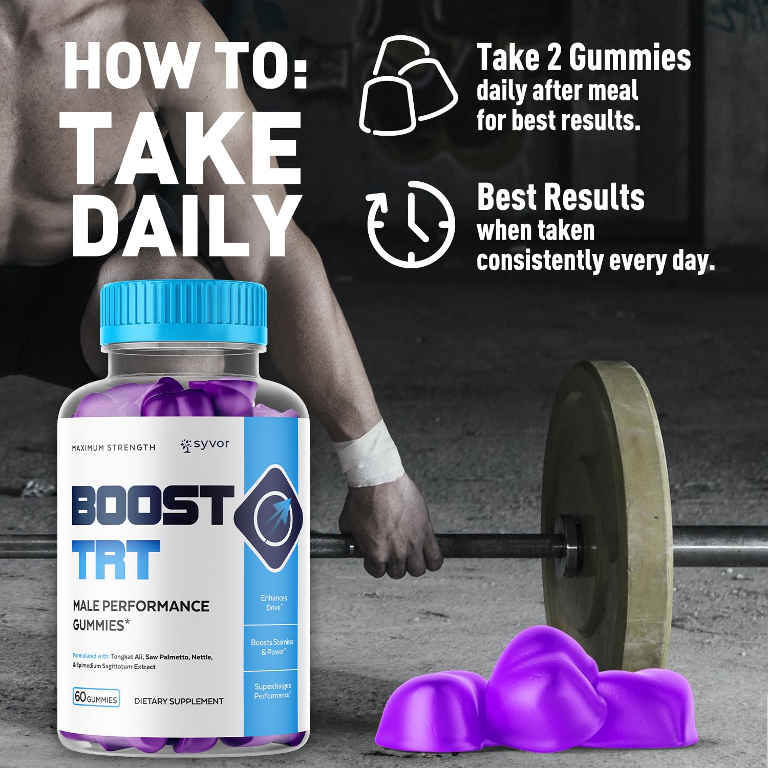 Boost TRT Gummies for Men, Official Boost TRT Male Performance Gummys with Natural Ingredients, Advanced BoostTRT Men's Gummy Supplement with Maximum Strength Premium Vitamins (60 Gummies) - dailyvitalstore