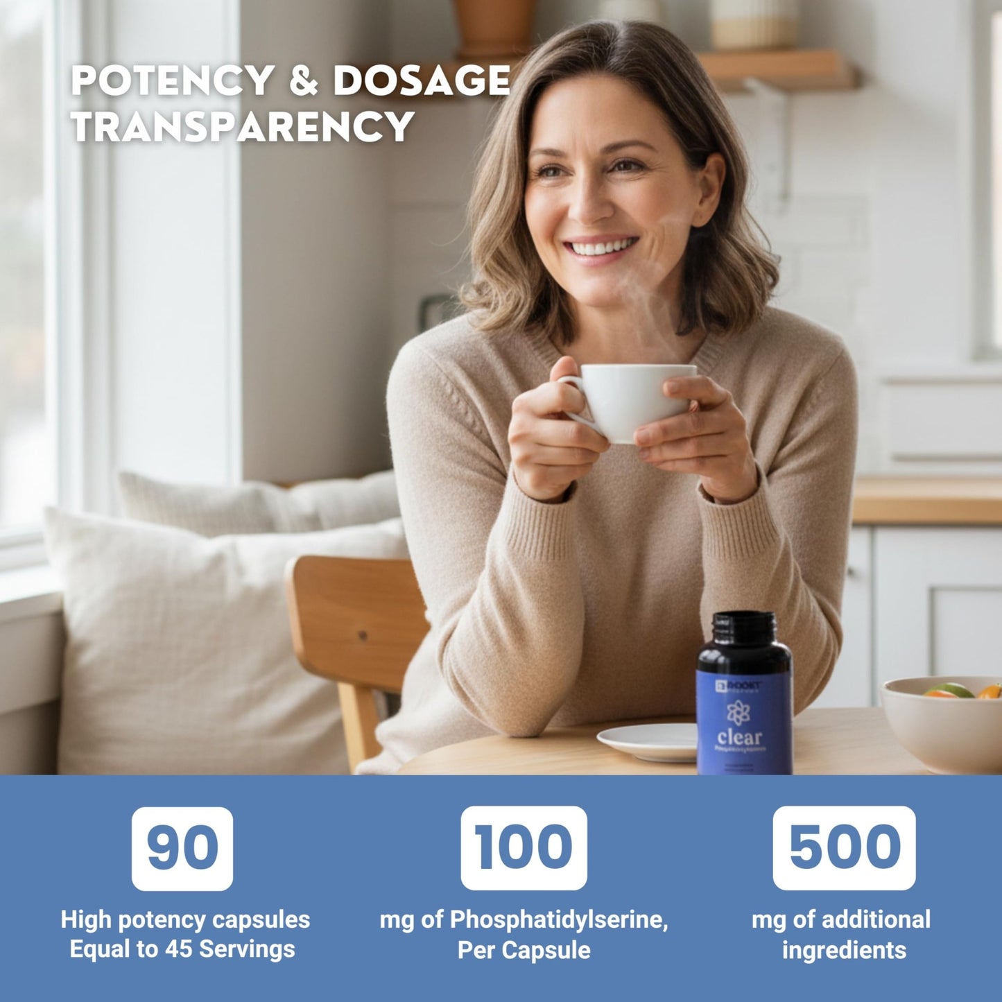BoostCeuticals Phosphatidylserine 100mg with Ginkgo DMAE Gotu Kola - Memory, Stress & Cortisol Support, Cognitive Focus, Sleep Health, Brain Function Supplement, 90 Capsules - dailyvitalstore