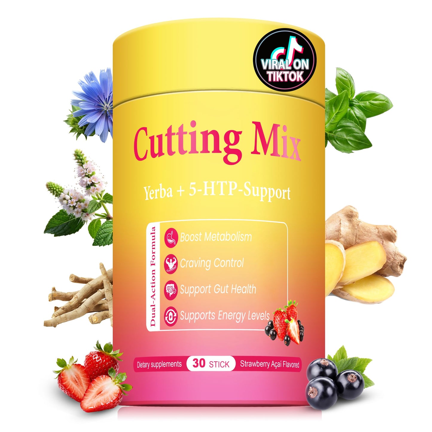 BOSNETHUINH Cutting Drink Mix – Chromium, 5-HTP, Yerba Mate, FOS & Magnesium | Supports Satiety Signaling, Energy & Gut Health - dailyvitalstore