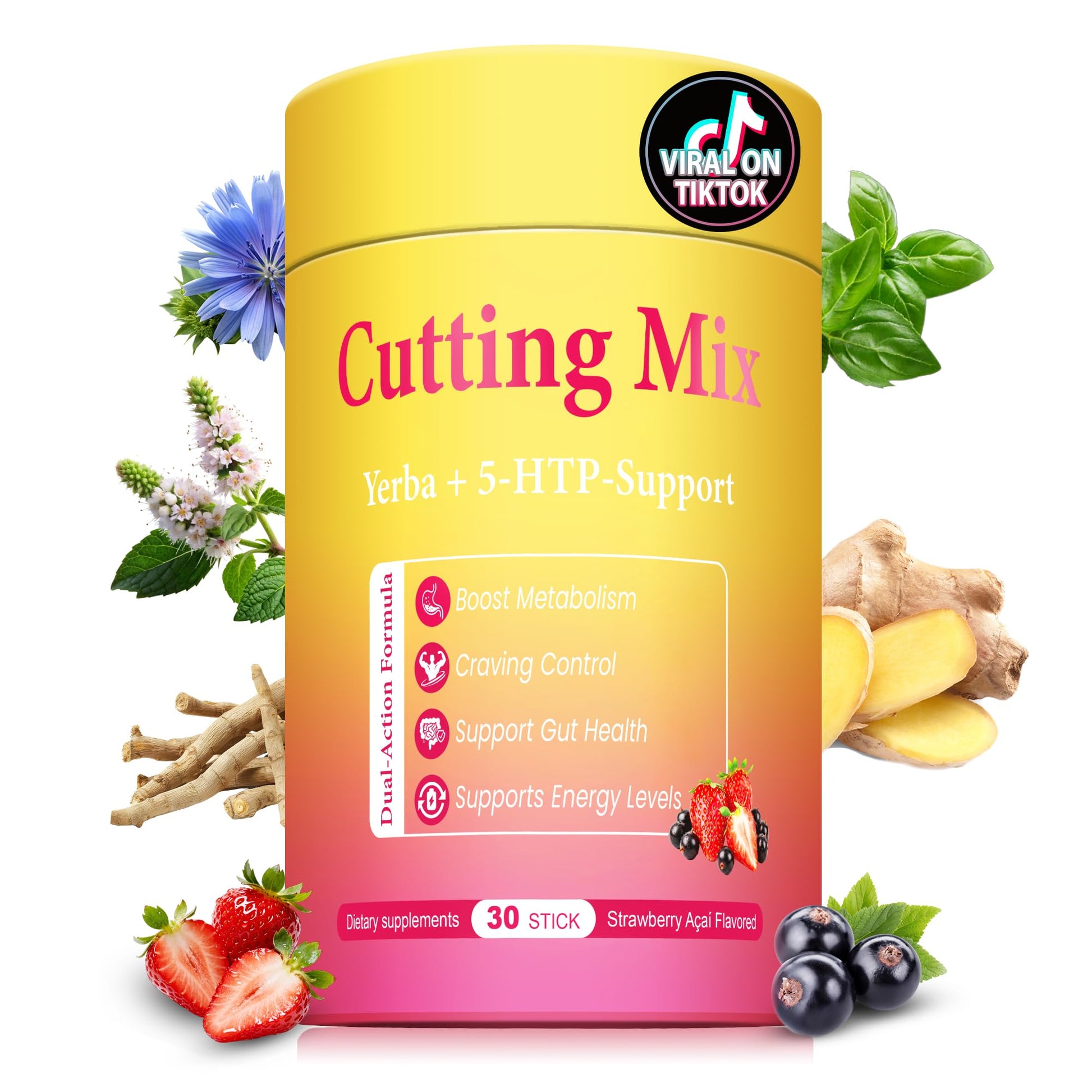 BOSNETHUINH Cutting Drink Mix – Chromium, 5-HTP, Yerba Mate, FOS & Magnesium | Supports Satiety Signaling, Energy & Gut Health - dailyvitalstore