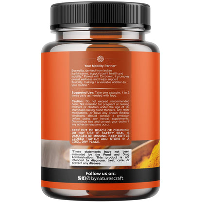 Boswellia Extract Capsules with Turmeric - Advanced Immune Health Support Supplement - Turmeric & Boswellia Serrata Capsules 500mg per Serving for Body Detox & Healthy Joints - 90 Count - dailyvitalstore