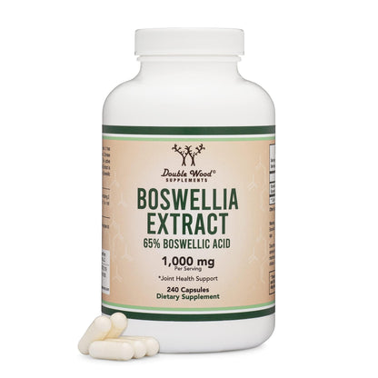 Boswellia Serrata - 240 Capsules (Max Strength 1,000mg of 65% Boswellic Acid Extract) Boswellia Extract Capsules (Joint Support Supplement for Joint Health) Third Party Tested by Double Wood - dailyvitalstore