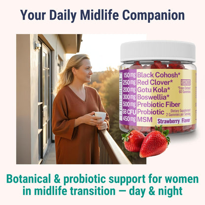 Boswellia Serrata Black Cohosh Gotu Kola Red Clover Extract Complex Gummies w. Probiotic Fiber (Chicory Root Inulin) MSM Methylsulfonylmethane, Supplement Alt for Organic Powder Capsules Tincture - dailyvitalstore