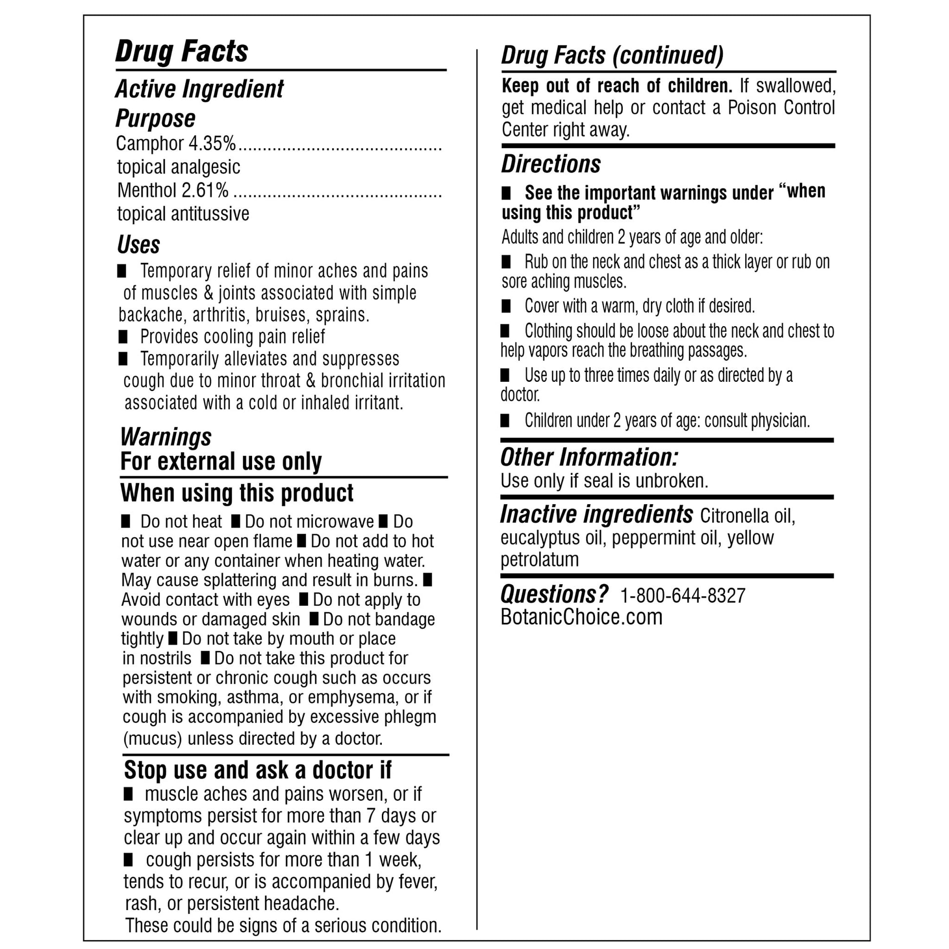 Botanic Choice Eucamint-Pain Relieving Ointment-Muscle, Joints, Sinus, Coughs - dailyvitalstore