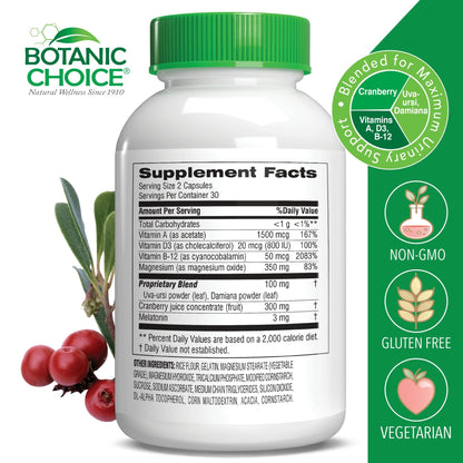 Botanic Choice Pro-Advanced Urinary Formula-Blend for Urinary Tract Health Support - Magnesium Cranberry Uva Ursi Damiana - 60 Capsules - dailyvitalstore